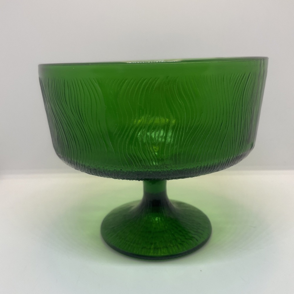 Hoosier‎ Green Textured Pedestal Glass Dish